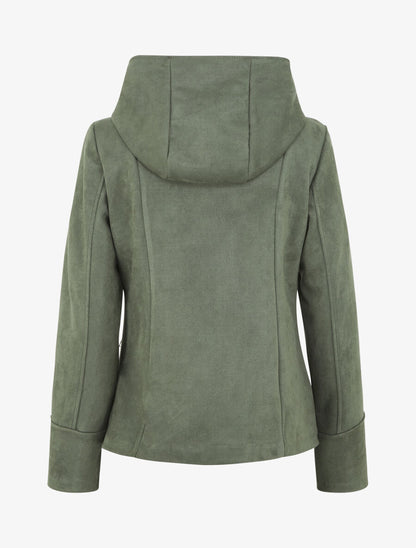 Veste en suédine zippée à capuche - Kaki - 2