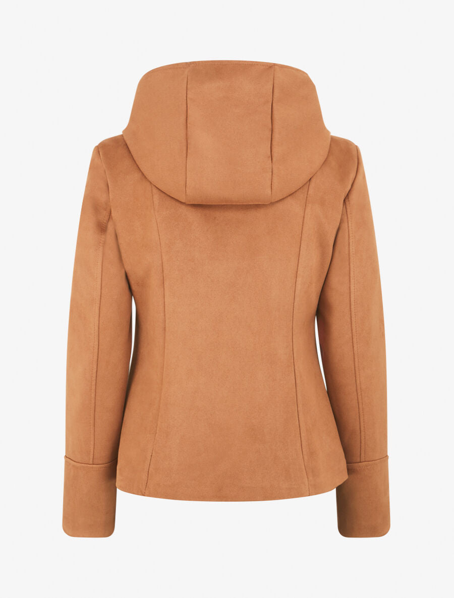 Veste en suédine zippée à capuche - Camel - 2