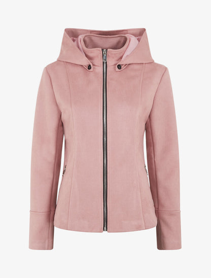 Veste en suédine zippée à capuche - Rose - 4