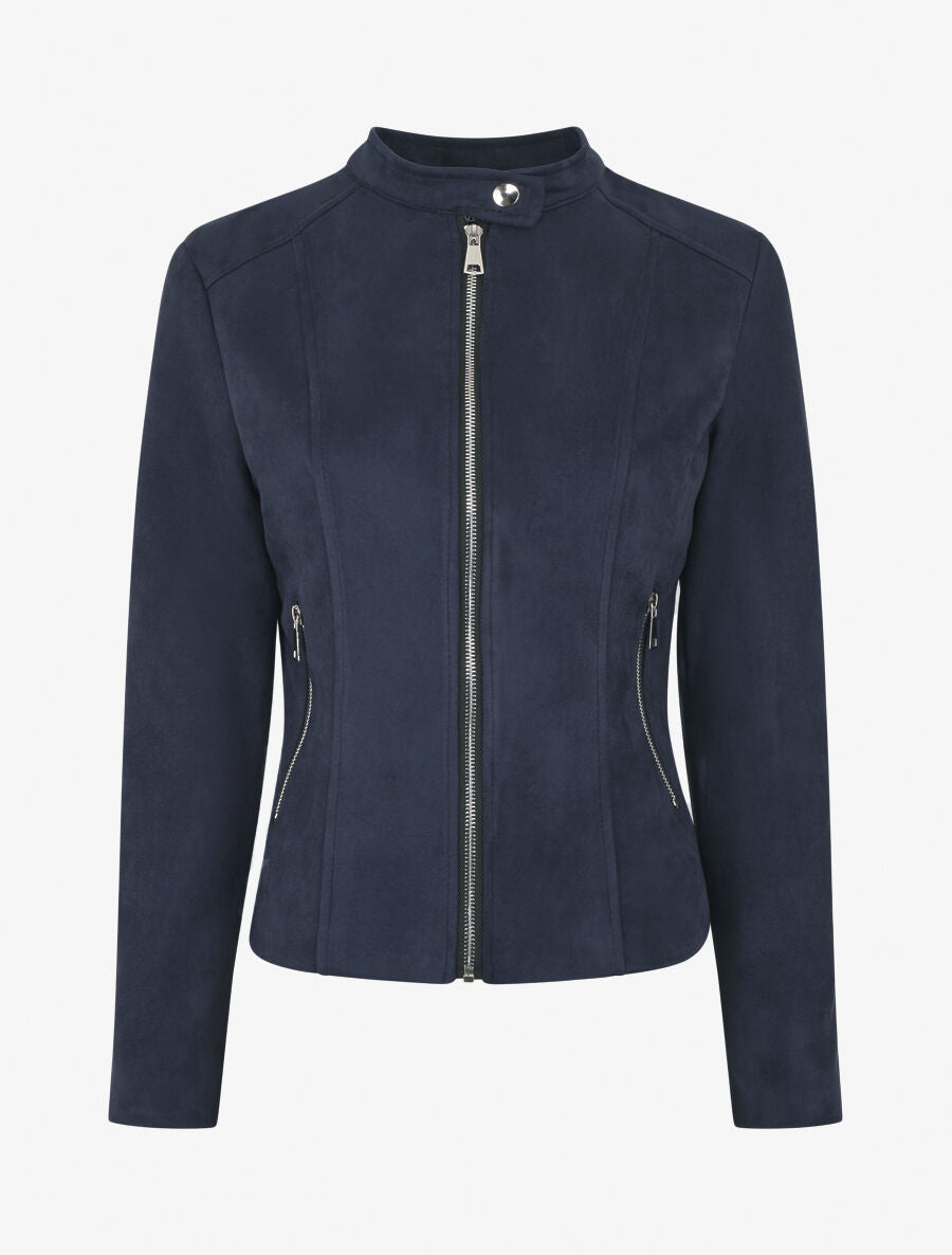 Veste en suédine zippée - Marine - 1