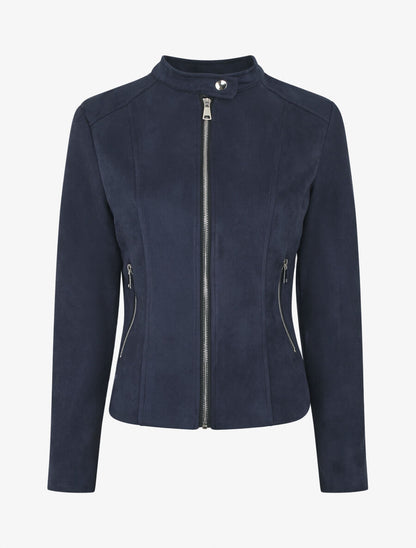 Veste en suédine zippée - Marine - 1