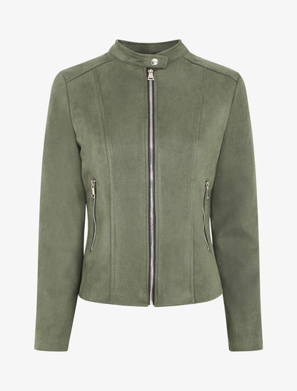 Veste en suédine zippée - Kaki - 4