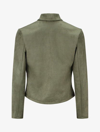Veste en suédine à pans asymétriques - Kaki - 2