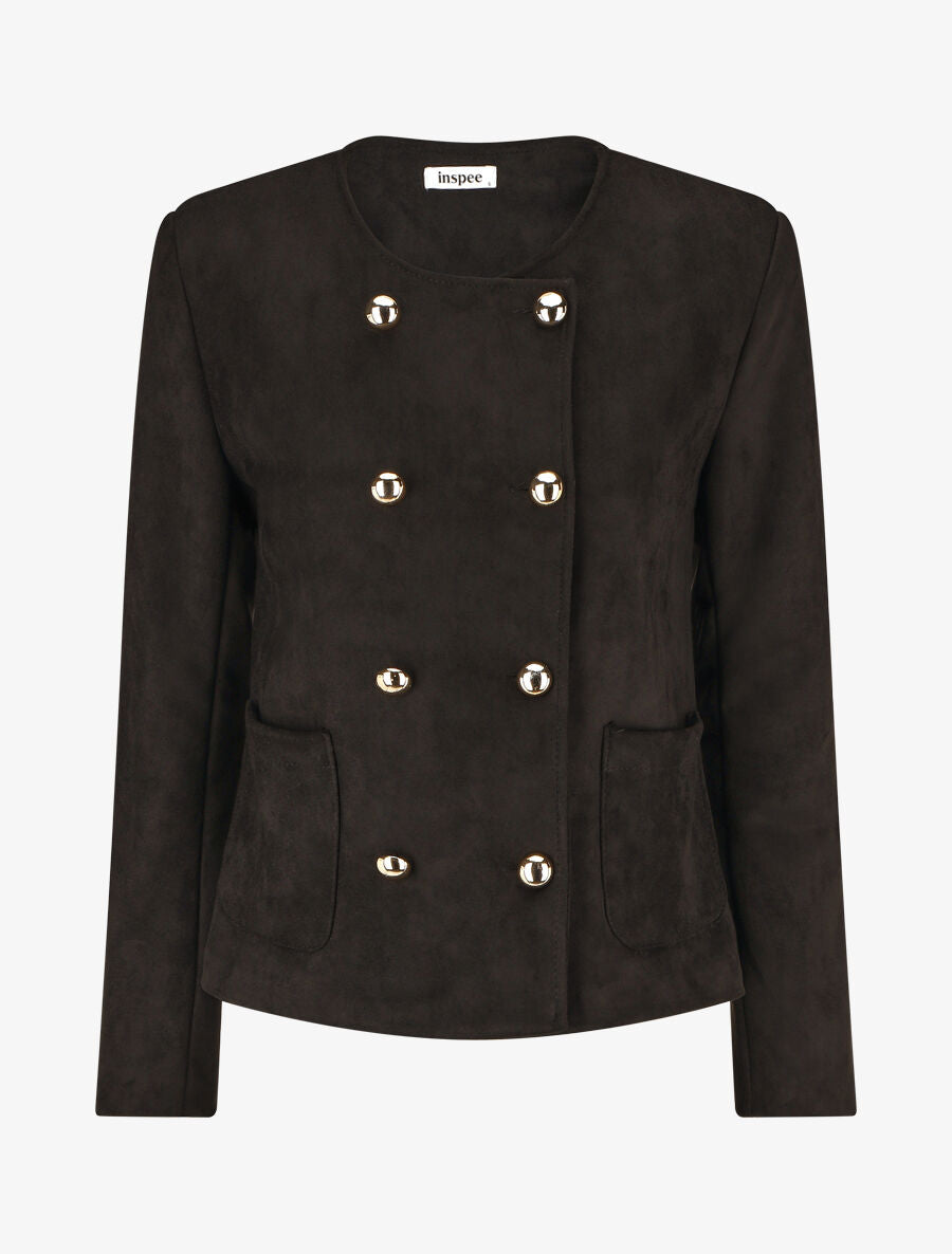 Veste en suédine boutonnée - Noir - 4