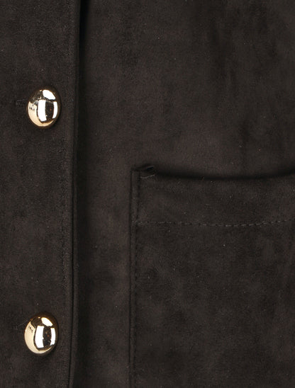 Veste en suédine boutonnée - Noir - 3