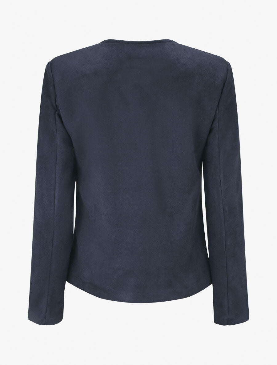 Veste en suédine boutonnée - Marine - 2