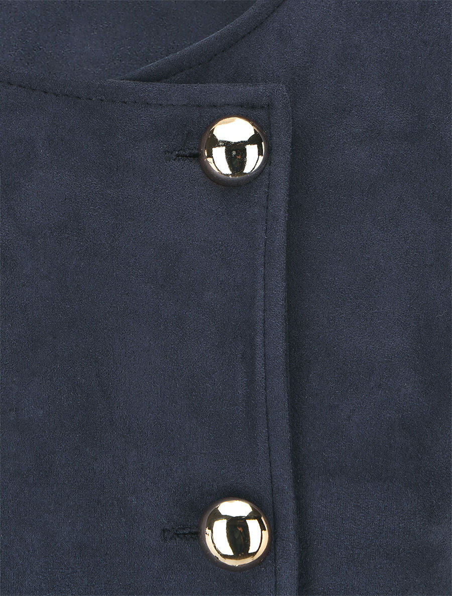 Veste en suédine boutonnée - Marine - 3