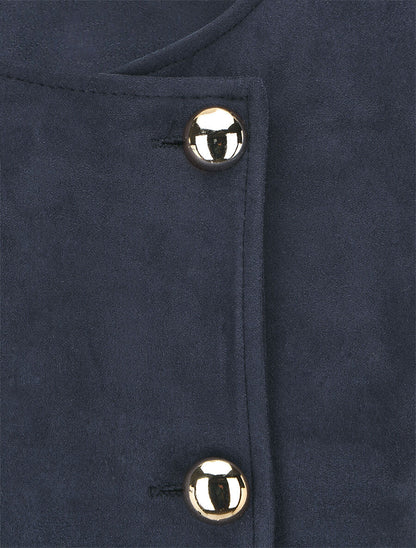 Veste en suédine boutonnée - Marine - 3
