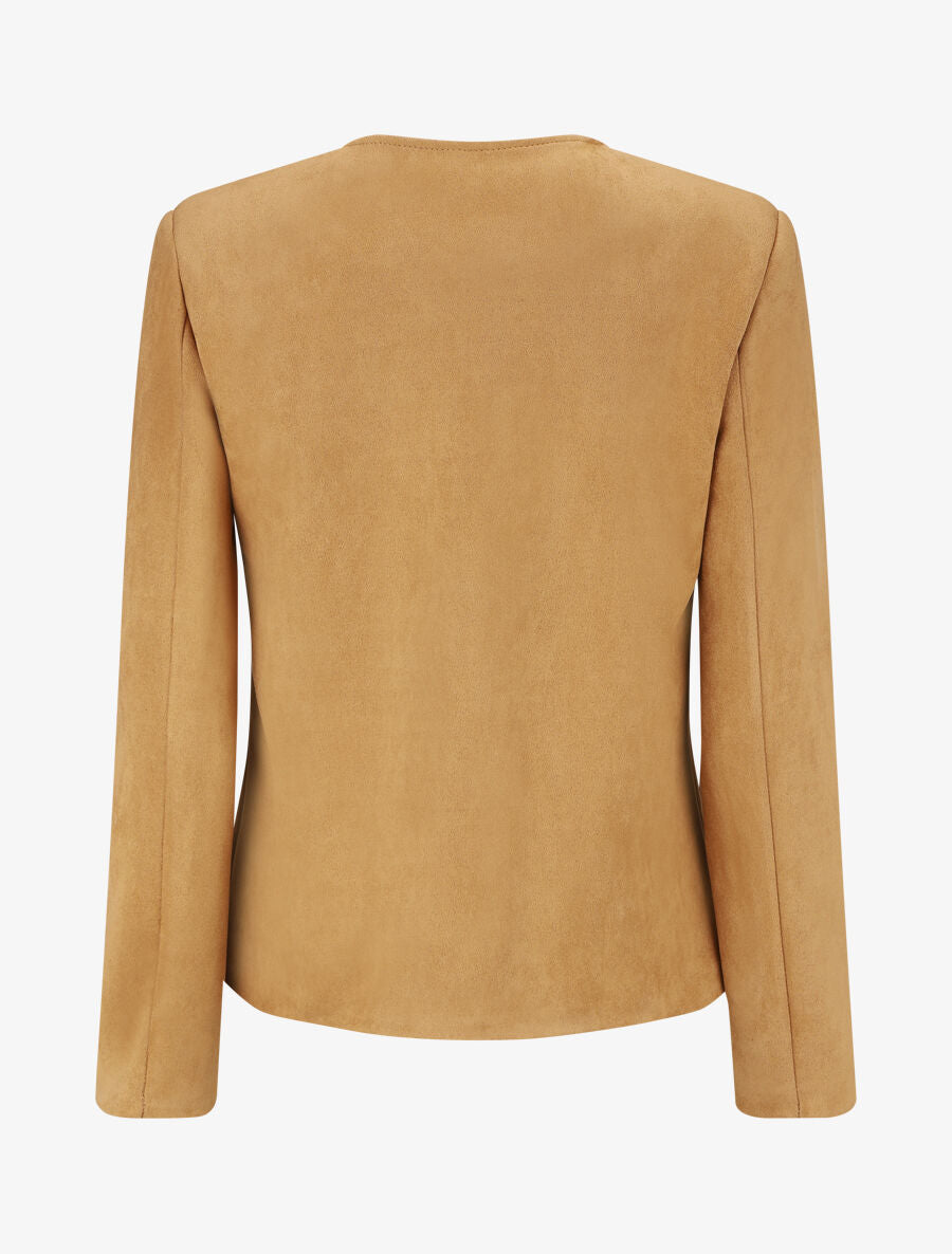 Veste en suédine boutonnée - Camel - 2
