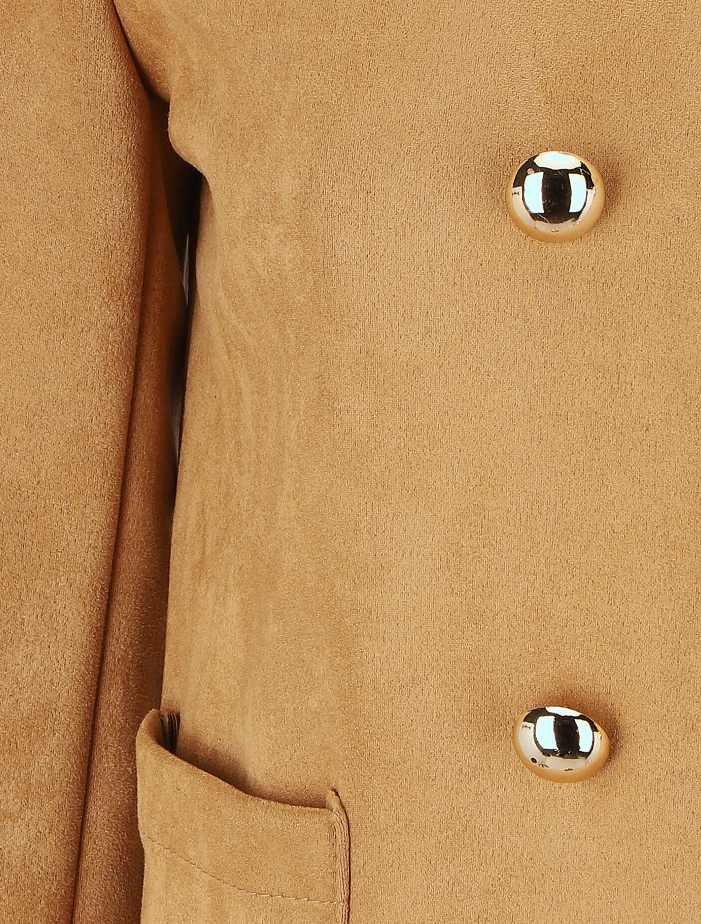 Veste en suédine boutonnée - Camel - 3