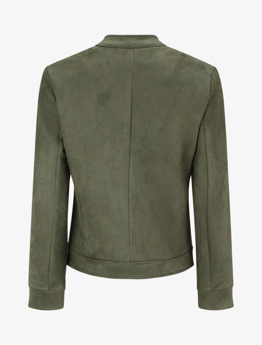 Veste en suédine à poches zippées - Kaki - 2