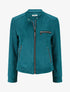 Veste en suédine à poches zippées - Bleu canard - 4