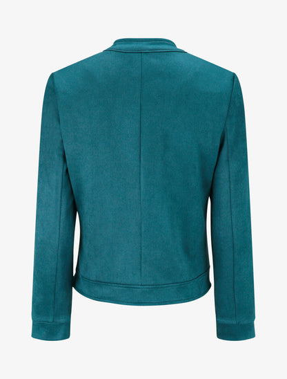 Veste en suédine à poches zippées - Bleu canard - 2