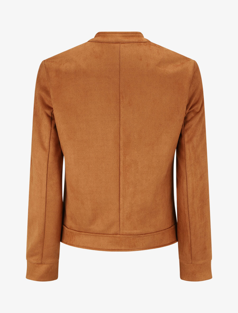 Veste en suédine à poches zippées - Camel - 2