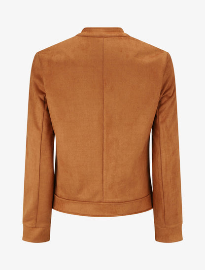 Veste en suédine à poches zippées - Camel - 2