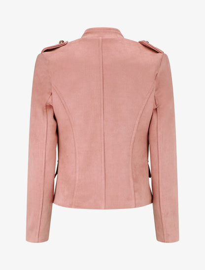 Veste en suédine à boutons décoratifs - Rose - 2