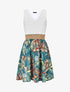 Robe bi-matière imprimé tropical - Bleu canard - 1