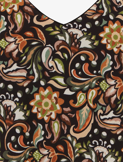 Débardeur motif fleuri et bretelles fantaisies - Noir - 3