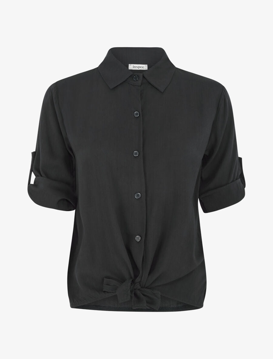 Chemise à nouer et à manches retroussables - Noir - 1