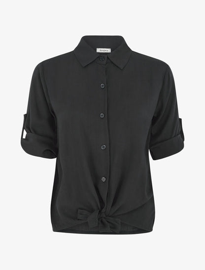 Chemise à nouer et à manches retroussables - Noir - 1