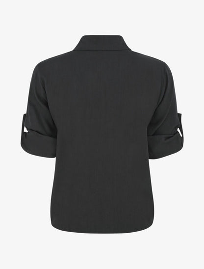 Chemise à nouer et à manches retroussables - Noir - 3