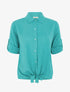 Chemise à nouer et à manches retroussables - Turquoise - 1
