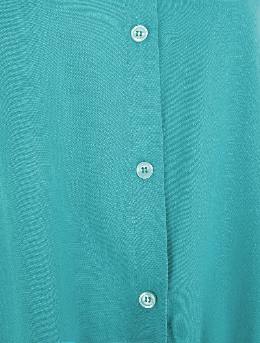 Chemise à nouer et à manches retroussables - Turquoise - 3