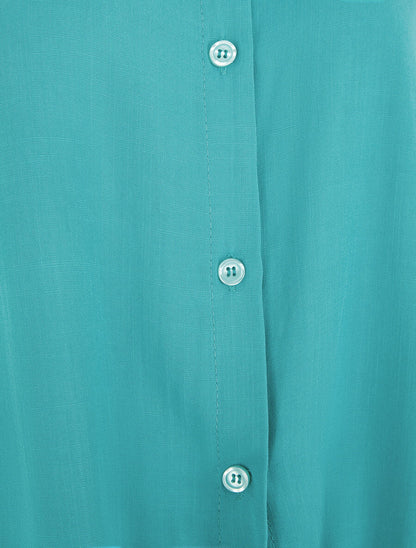 Chemise à nouer et à manches retroussables - Turquoise - 3