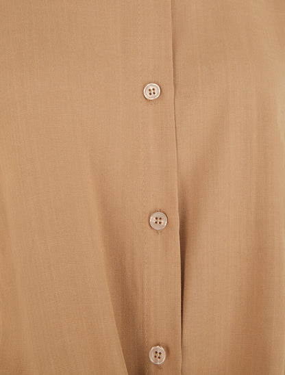 Chemise à nouer et à manches retroussables - Camel - 3