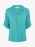 Top uni à manches retroussables - Turquoise - 1