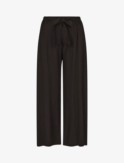 Pantalon ample et fluide taille haute élastiquée - Noir - 4