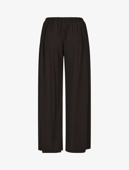Pantalon ample et fluide taille haute élastiquée - Noir - 2