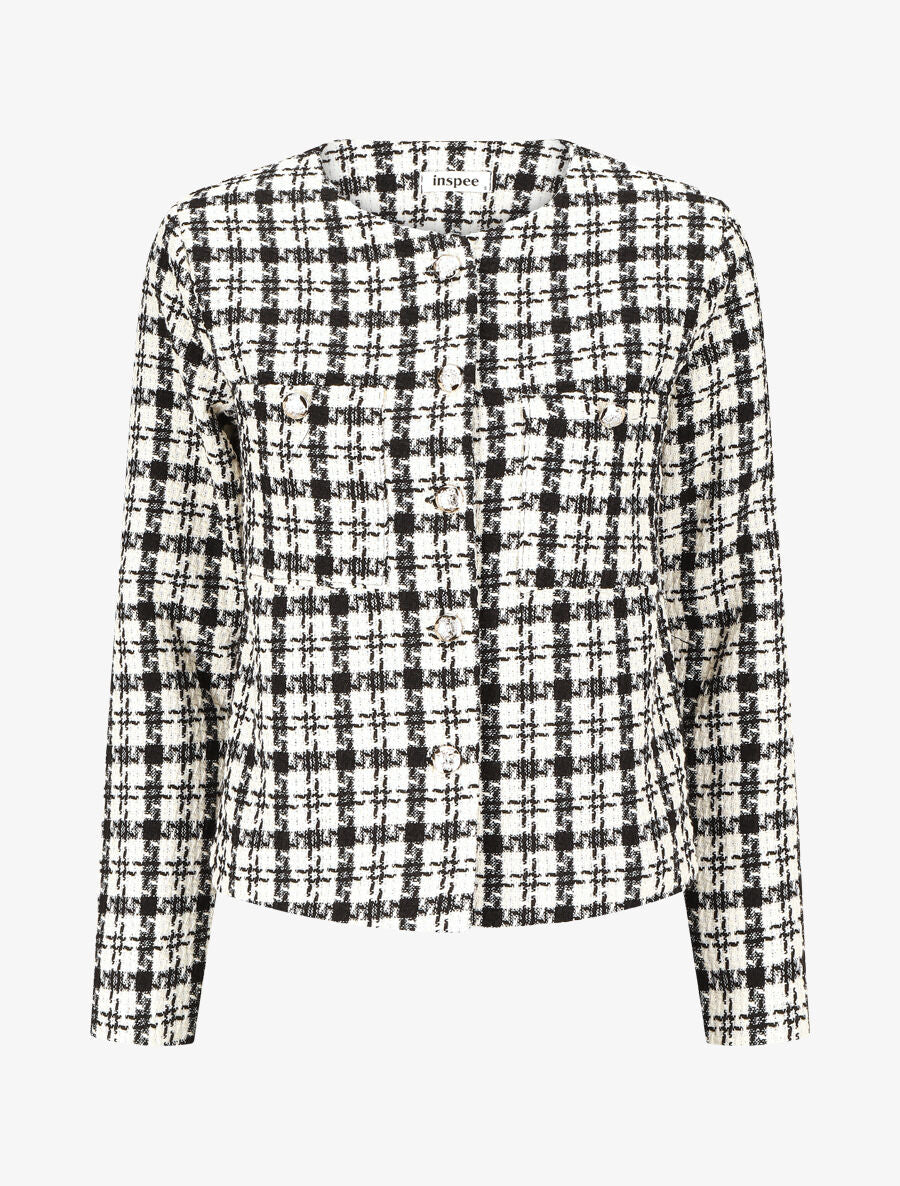 Veste en tweed boutonnée - Blanc - 4
