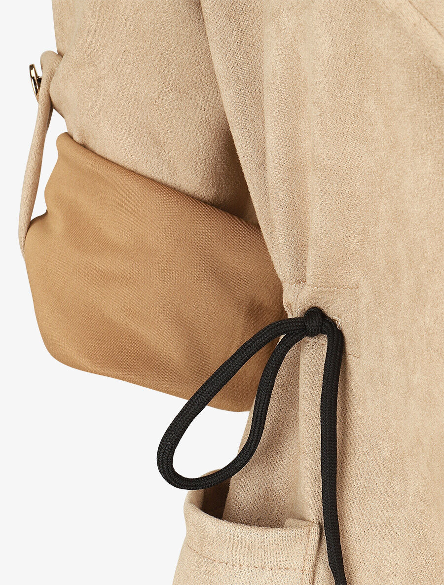 Veste longue unie en suédine - Beige - 3