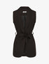 Blazer long uni sans manches - Noir - 1