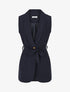 Blazer long uni sans manches - Marine - 1