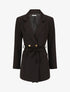 Blazer long uni ceinturé - Noir - 4