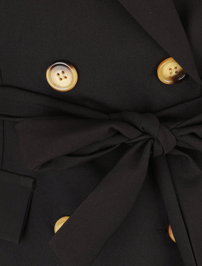 Blazer long uni ceinturé - Noir - 3
