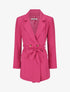 Blazer long uni ceinturé - Fushia - 1