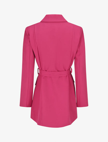 Blazer long uni ceinturé - Fushia - 2