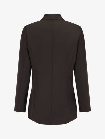 Blazer uni mi-long - Noir - 2