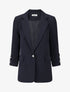 Blazer mi-long uni boutonné - Marine - 1