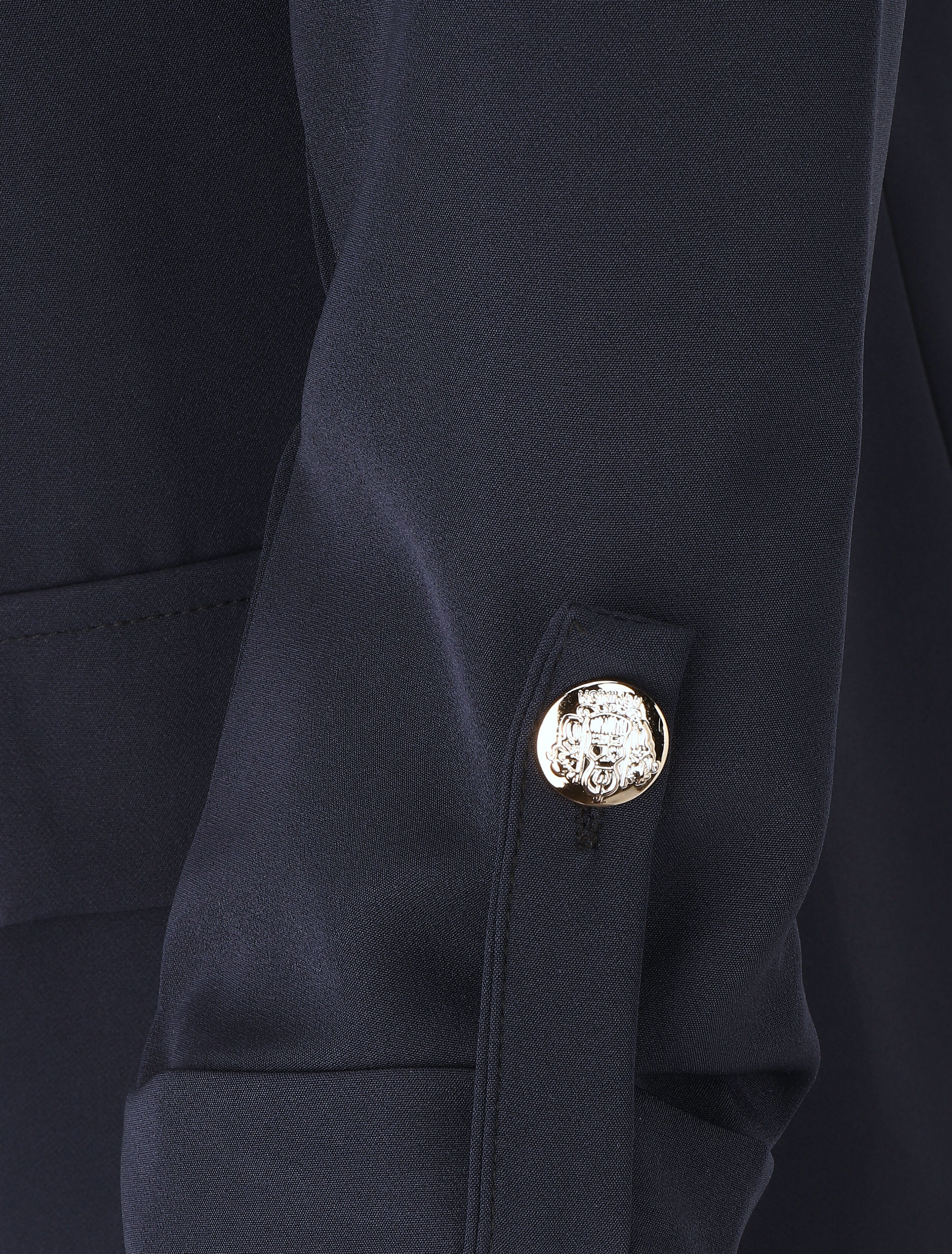 Blazer mi-long uni boutonné - Marine - 3