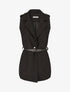 Blazer long uni à boutons métallisés aux épaules - Noir - 1