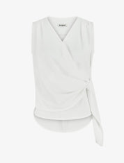 Top uni à nouer sur le côté - Blanc - 1