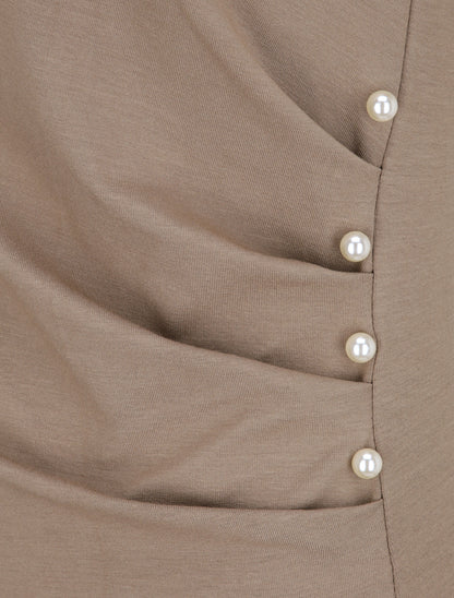 Top asymétrique effet plissé - Taupe - 3