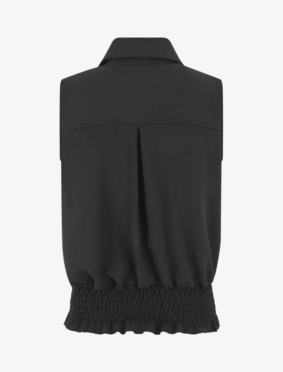 Chemise uni sans manches à bord élastiqué - Noir - 2
