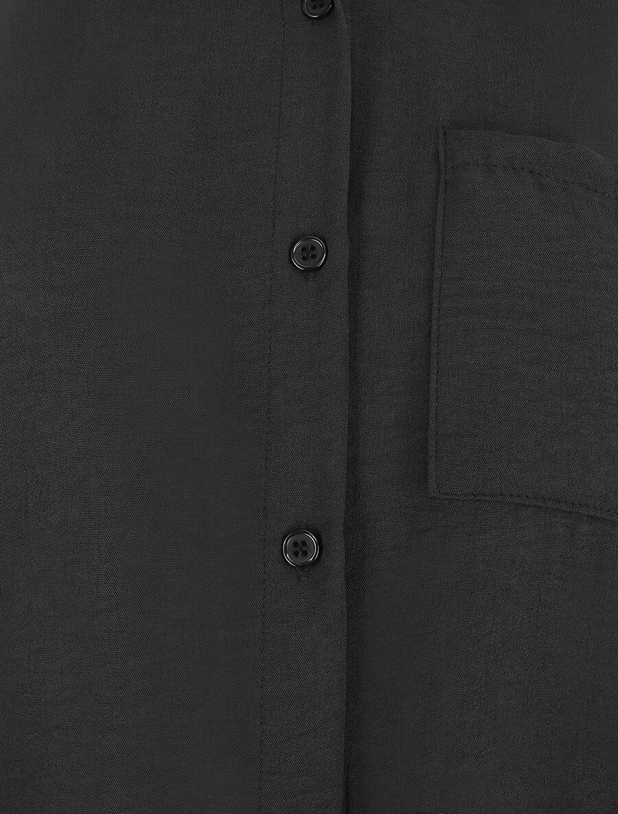 Chemise uni sans manches à bord élastiqué - Noir - 3