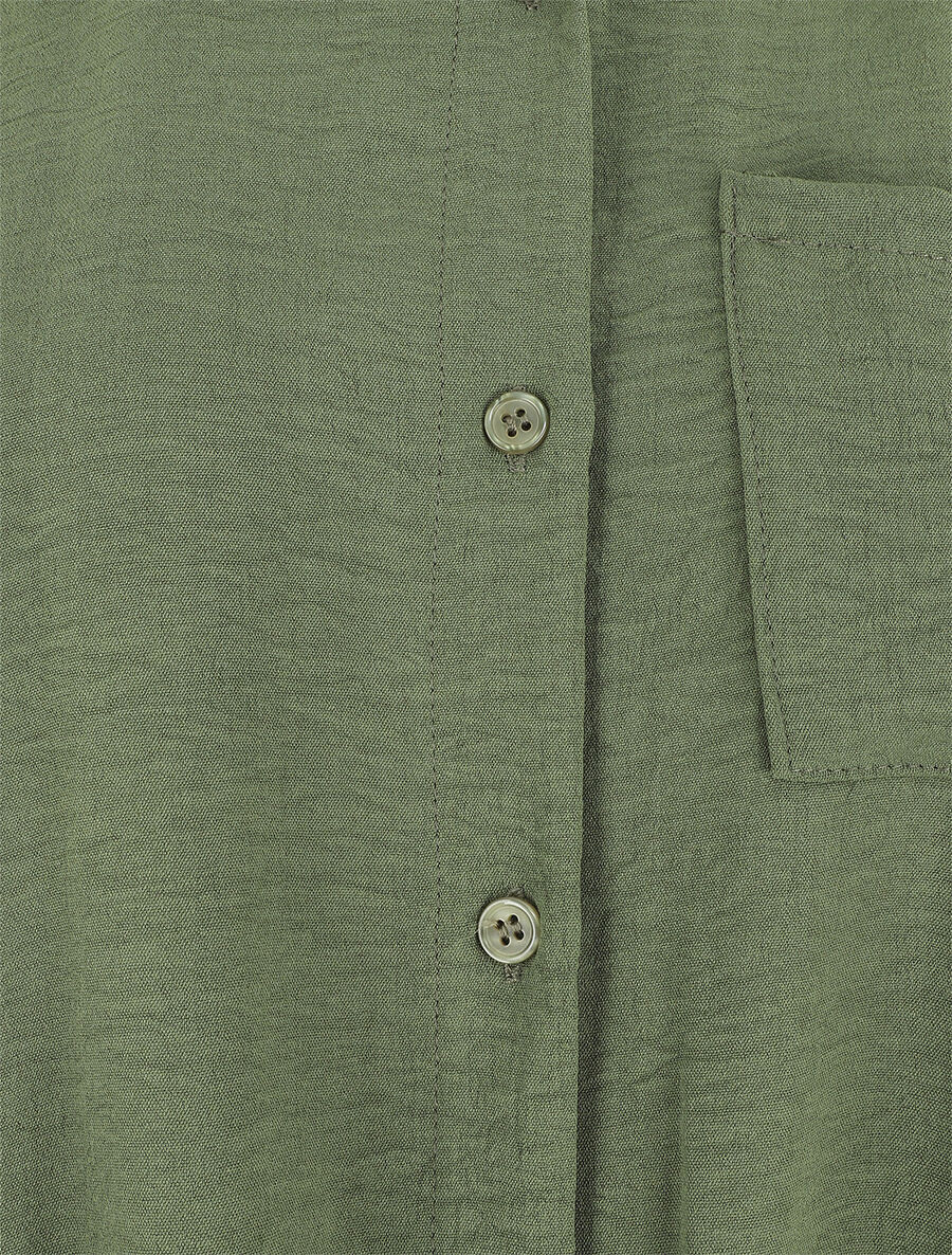 Chemise uni sans manches à bord élastiqué - Kaki - 3