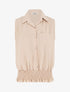Chemise uni sans manches à bord élastiqué - Beige - 1